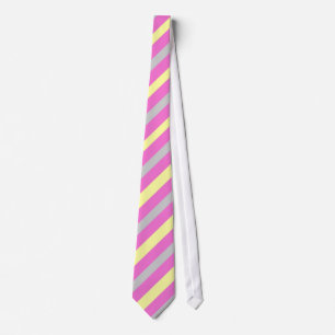 Pink,yellow and gray striped tie