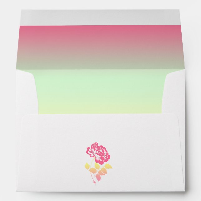 Pink, Yellow, and Green Floral Return Address Envelope (Back (Bottom))