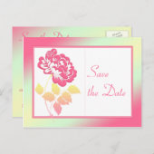 Pink, Yellow, and Green Floral Save the Date Announcement Postcard (Front/Back)