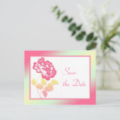 Pink, Yellow, and Green Floral Save the Date Announcement Postcard (Standing Front)