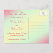 Pink, Yellow, and Green Floral Save the Date Announcement Postcard (Back)