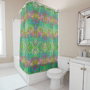 Pink Yellow And Green Glitter Shower Curtain