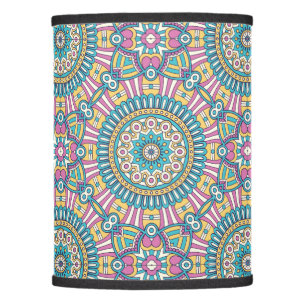 Pink yellow and green kaleidoscope flowers lamp shade
