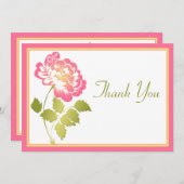 Pink, Yellow, and Green Peony Thank You Card (Front/Back)