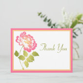 Pink, Yellow, and Green Peony Thank You Card (Standing Front)