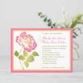Pink, Yellow, and Green Peony Wedding Invitation (Standing Front)