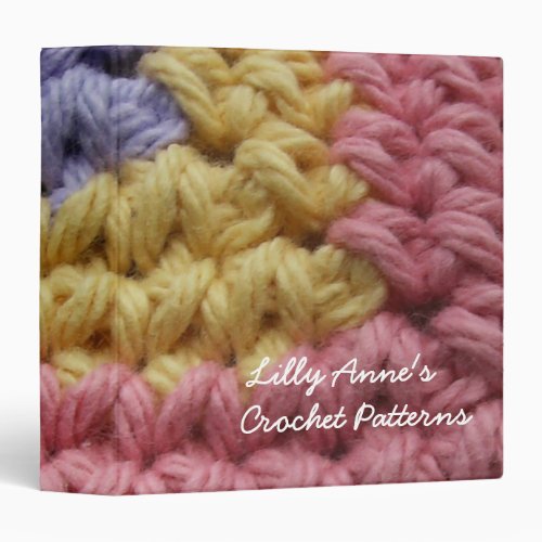 Pink Yellow and Lavender Crochet Personalized Binder