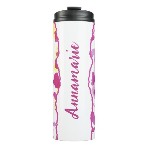 Pink Yellow and Lavender Leopard Thermal Tumbler