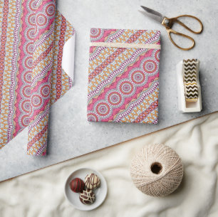 Pink Yellow and White Circle Mandala Wrapping Pap Paper