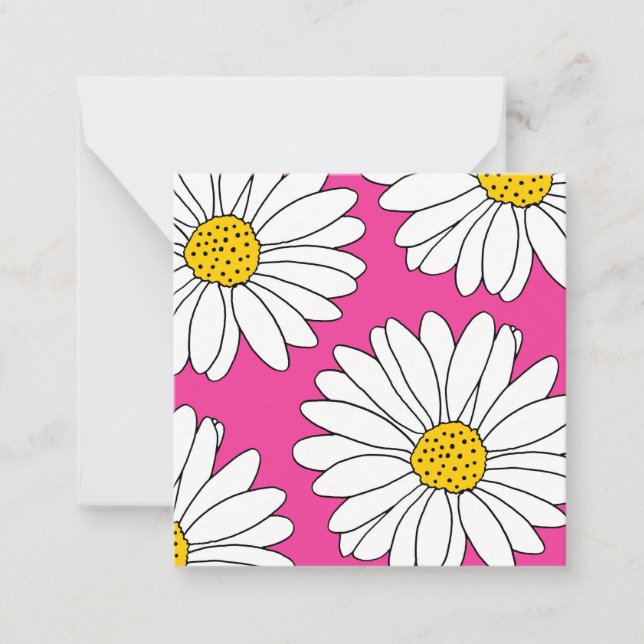Pink Yellow and White Daisies Note Card (Front)