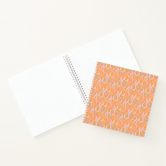Pink Yellow Aqua Bubbles on Orange Bullet Journal (Inside)