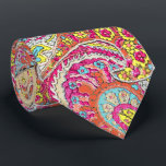 Pink Yellow Aqua Vintage Paisley Wedding Tie<br><div class="desc">Pink Blue Coral Orange Yellow and Green Mehndi Indian Paisley Vintage Peacock Wedding Party Tie For the Guys. Father of Bride, Father of Groom, Groomsman, Best Man and Groom. Pink Raspberry Coral Orange and Yellow Retro Paisley Wedding Design. Vintage Inspired Paisley Aesthetic Mehndi Indian Paisley Wedding Ties. Also perfect for...</div>