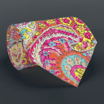 Pink Yellow Aqua Vintage Paisley Wedding Tie<br><div class="desc">Pink Blue Coral Orange Yellow and Green Mehndi Indian Paisley Vintage Peacock Wedding Party Tie For the Guys. Father of Bride, Father of Groom, Groomsman, Best Man and Groom. Pink Raspberry Coral Orange and Yellow Retro Paisley Wedding Design. Vintage Inspired Paisley Aesthetic Mehndi Indian Paisley Wedding Ties. Also perfect for...</div>