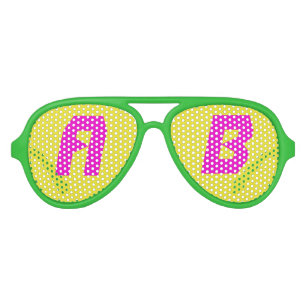 Pink Yellow Aviator Party Shades, Green Sunglass Sunglasses