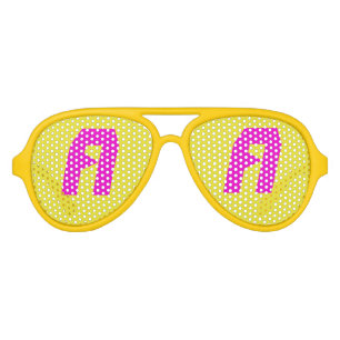 Pink Yellow Aviator Party Shades, White Sunglass Sunglasses
