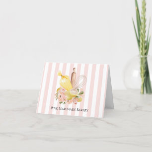 Pink & Yellow Bakery Letterpress Thank You Card