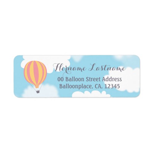 Pink Yellow Balloon Sky Return Address Labels