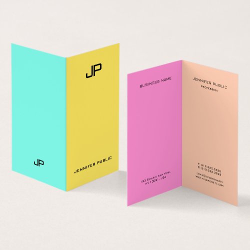 Pink Yellow Blue Elegant Modern Monogram Template Business Card