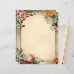 Pink Yellow Blue Floral Junk Journal Vintage