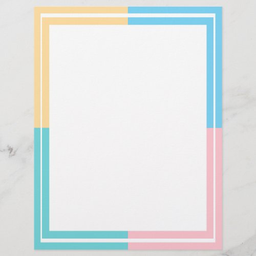 Pink Yellow Blue Green Custom Blank Template Letterhead