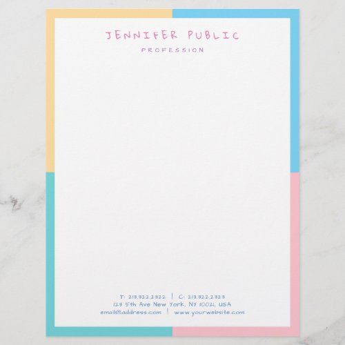 Pink Yellow Blue Green Elegant Colorful Template Letterhead