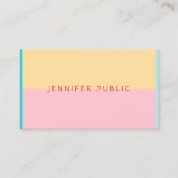 Pink Yellow Blue Green Elegant Modern Trend Colors Business Card by art_grande at Zazzle