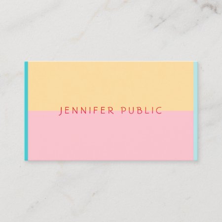 Pink Yellow Blue Green Elegant Modern Trend Colors Business Card