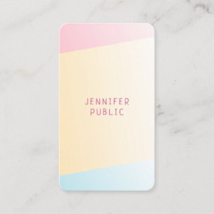 Pink Yellow Blue Modern Elegant Trend Colors Chic Business Card