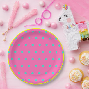 Pink Yellow Blue Polka Dots Paper Plates