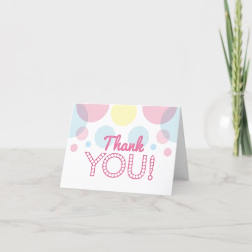 Pink Yellow Blue Ready to Pop Baby Shower Thank You Card