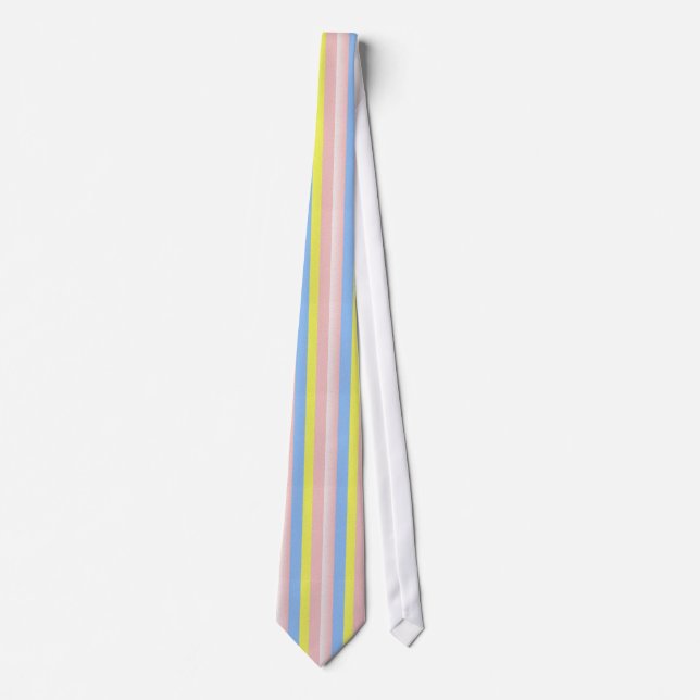 Pink Yellow Blue Striped Tie (Front)