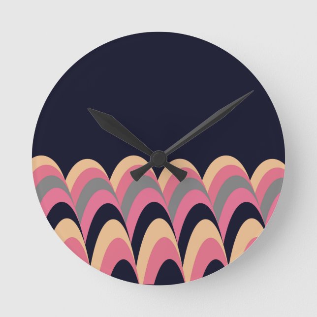 Pink Yellow Blue Stylish Pattern Round Clock (Front)