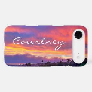 Pink yellow blue sunset clouds add your name bold iPhone 17 air case