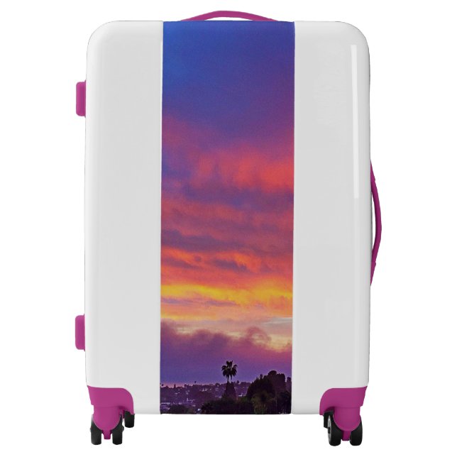 Pink yellow blue sunset clouds beautiful modern luggage (Front)