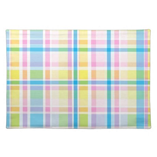 Pink yellow blue tartan pattern accessories trendy placemat