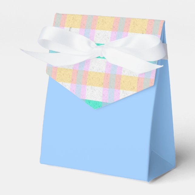 Pink Yellow Blue Turquoise Purple Plaid Pattern Favor Boxes (Front Side)