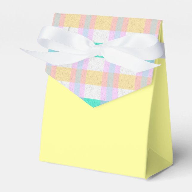 Pink Yellow Blue Turquoise Purple Plaid Pattern Favor Boxes (Front Side)
