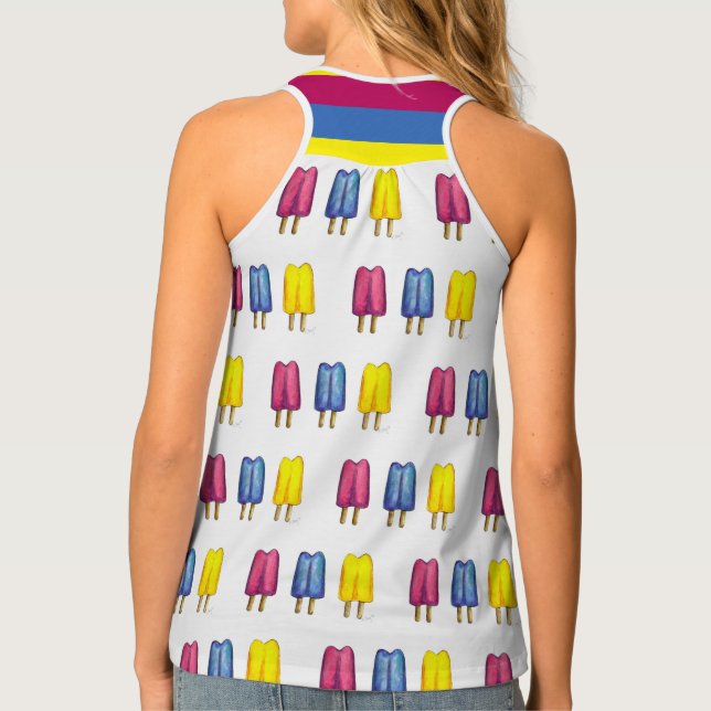 Pink Yellow Blue Twin Pop Popsicle Ice Lollies Tank Top (Back)