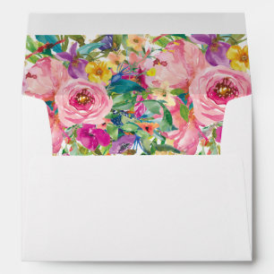 Pink Yellow Blue Watercolor Floral Envelope