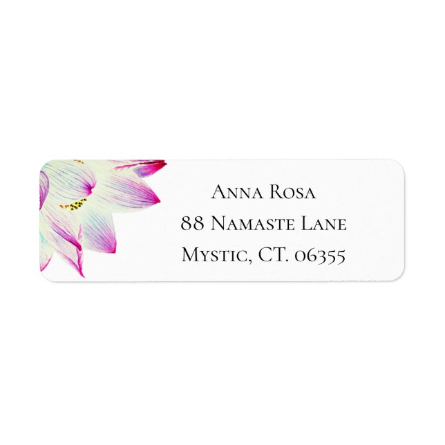 *~* Pink Yellow Blue Watercolor  Lotus Label (Front)