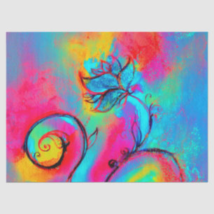 PINK YELLOW BLUE WHIMSICAL FLOWERS Fantasy Floral Tissue Paper