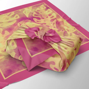 Pink Yellow Boho Batik Tropical Foliage Pattern Bandana
