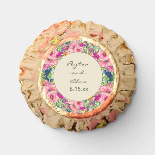 Pink Yellow Boho Floral Wildflowers Wedding  Reeses Peanut Butter Cups