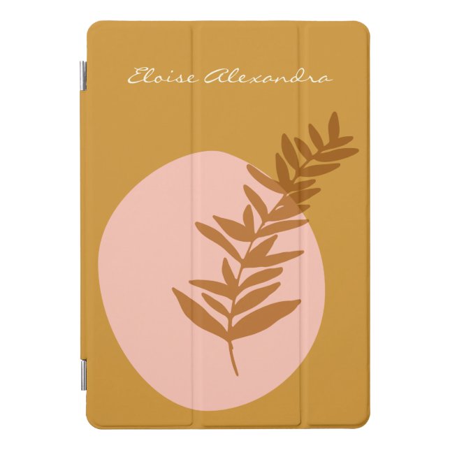 Pink Yellow Botanical Nature Personalized Name iPad Pro Cover (Front)
