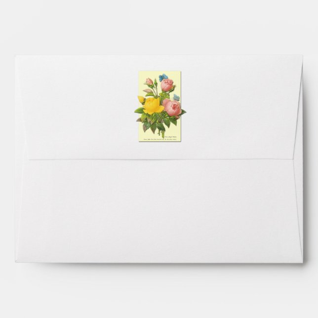 Pink Yellow Botanical Roses Envelope (Back (Top Flap))