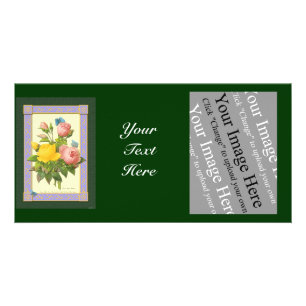 Pink Yellow Botanical Roses Photo Card