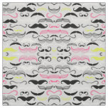 Pink, Yellow &amp; Brown Mustaches Fabric