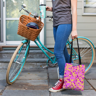 Pink Yellow Camouflage Camo Pattern Tote Bag