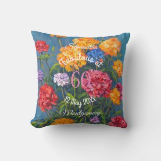 Pink Yellow Carnations on Blue Happy Birthday 