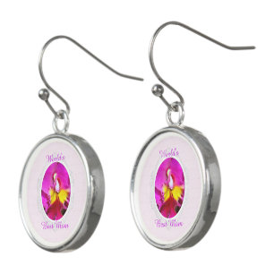 Pink Yellow Cattleya Orchid Mother's Day Earrings